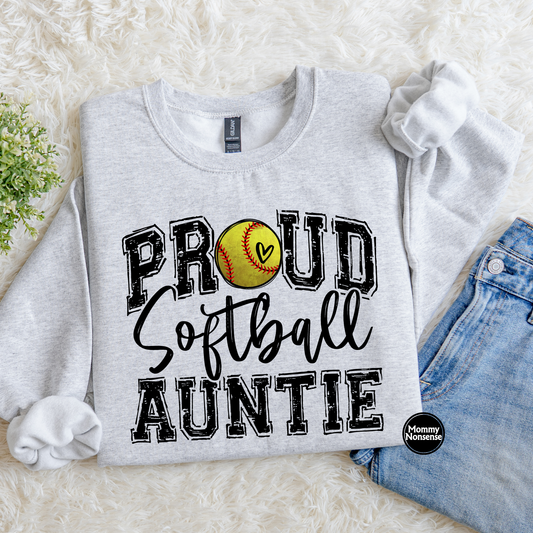 Proud Softball Auntie- DTF TRANSFER (L353) DTF Transfer