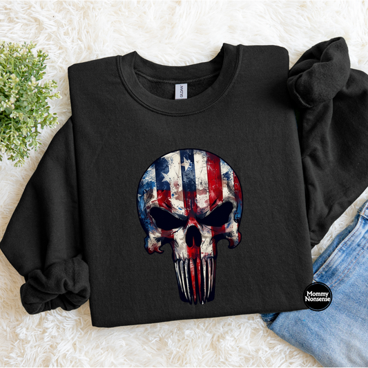 Patriotic Skull- DTF TRANSFER (L781) DTF Transfer