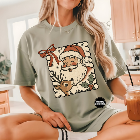 Santa and Reindeer Frame- DTF TRANSFER (K34) DTF Transfer