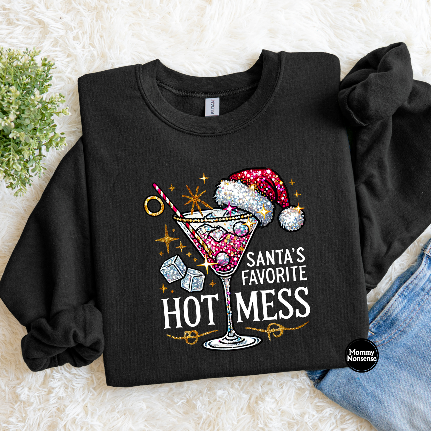 Santa's Favorite Hot Mess wht- DTF TRANSFER (K55) DTF Transfer