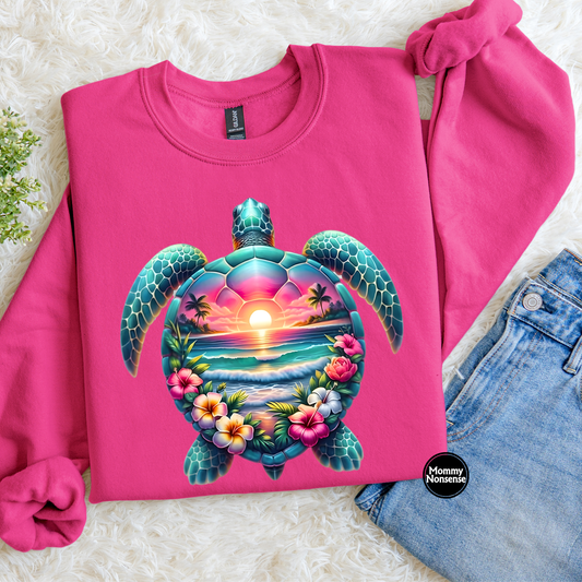 Sea turtle with beach shell- DTF TRANSFER (L500) DTF Transfer