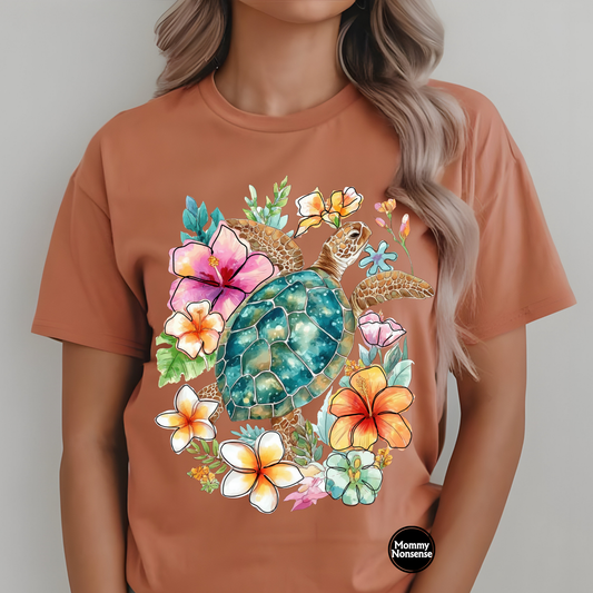 Sea Turtles n floral -DTF TRANSFER (C3)