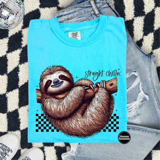 Straight Chillin sloth- DTF TRANSFER (L463) DTF Transfer