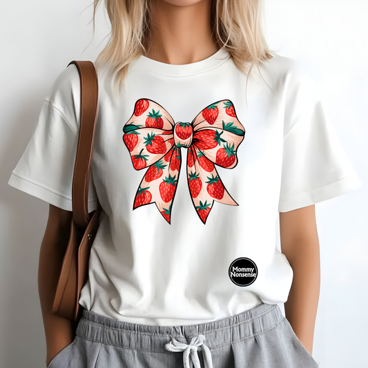 Strawberry Bow - DTF TRANSFER (X8)