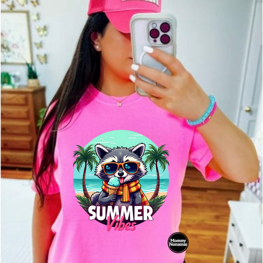 Summer Vibes raccoon- DTF TRANSFER (L570) DTF Transfer