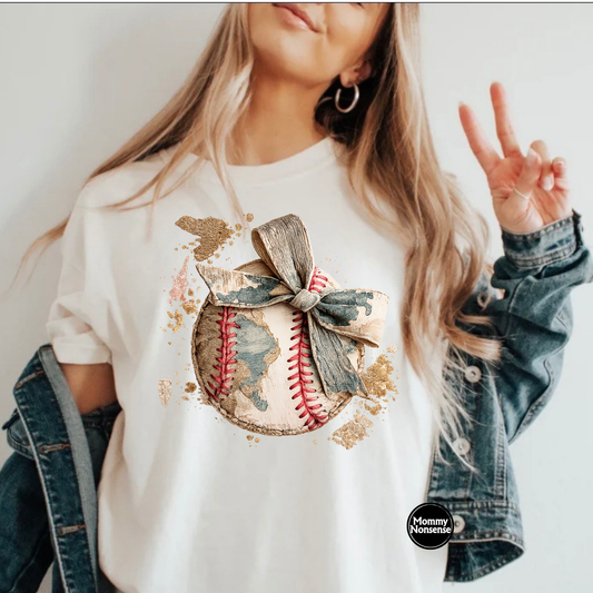 Baseball with faux glitter splatter- DTF TRANSFER (L569) DTF Transfer