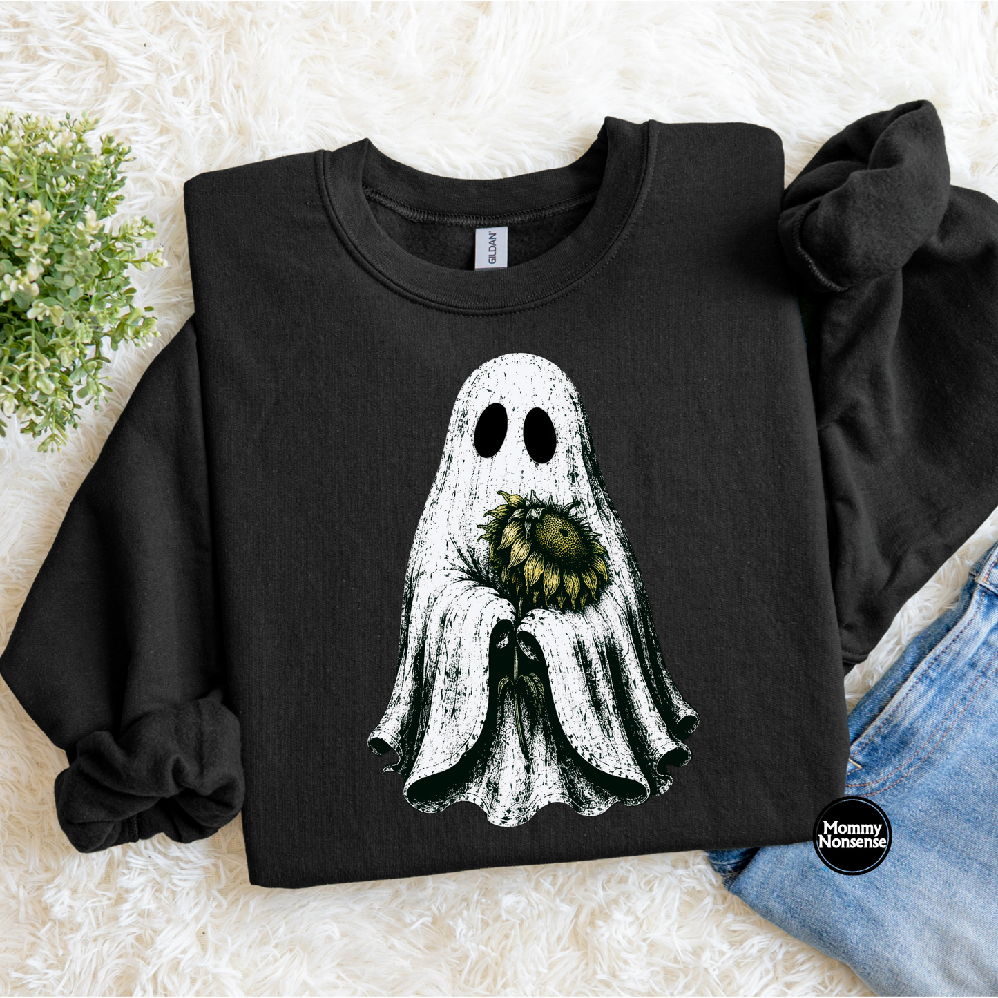 ghost with sunflower- DTF TRANSFER (L852) DTF Transfer