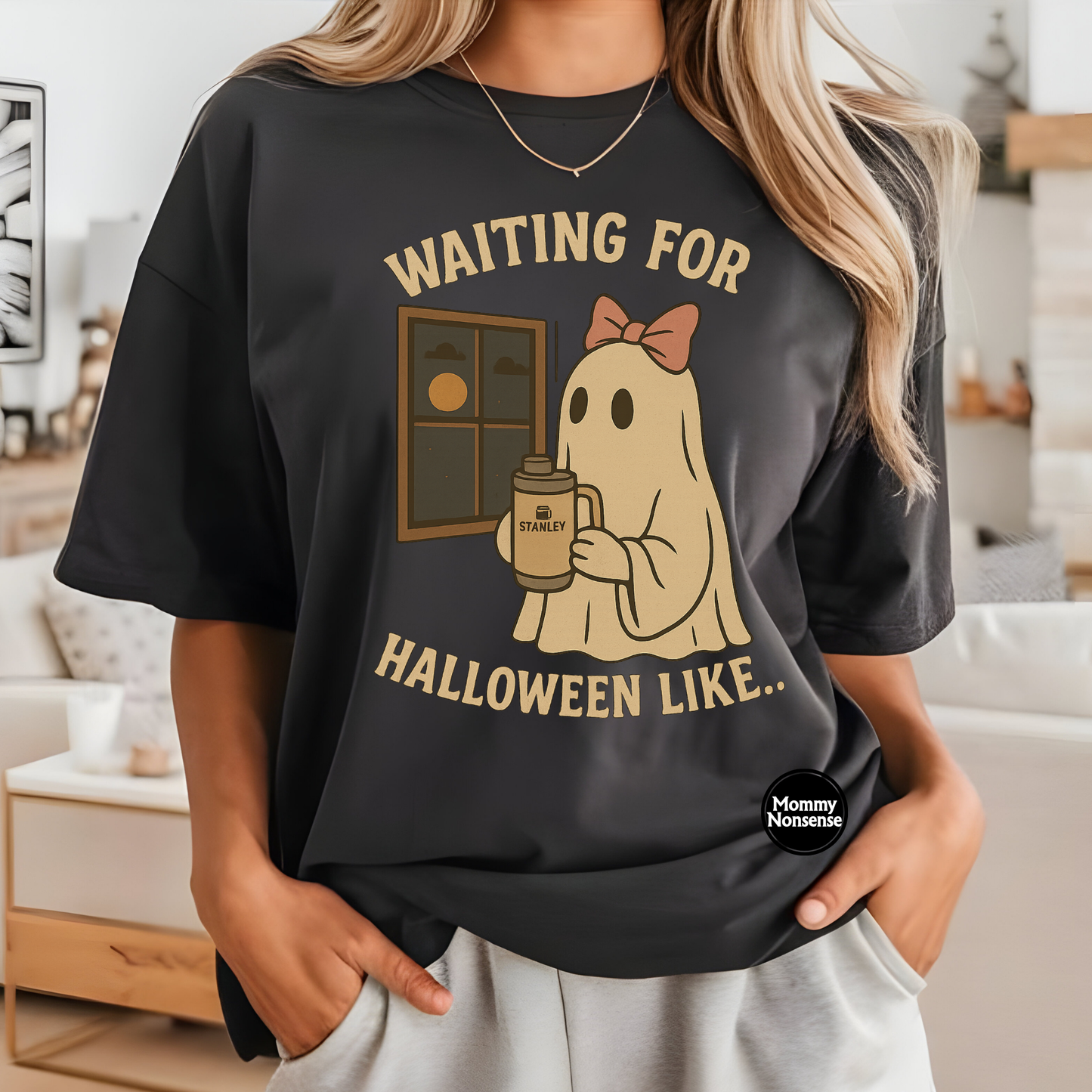 Waiting For Halloween Like... girl ghost with Stanley-DTF TRANSFER (H12) DTF Transfer