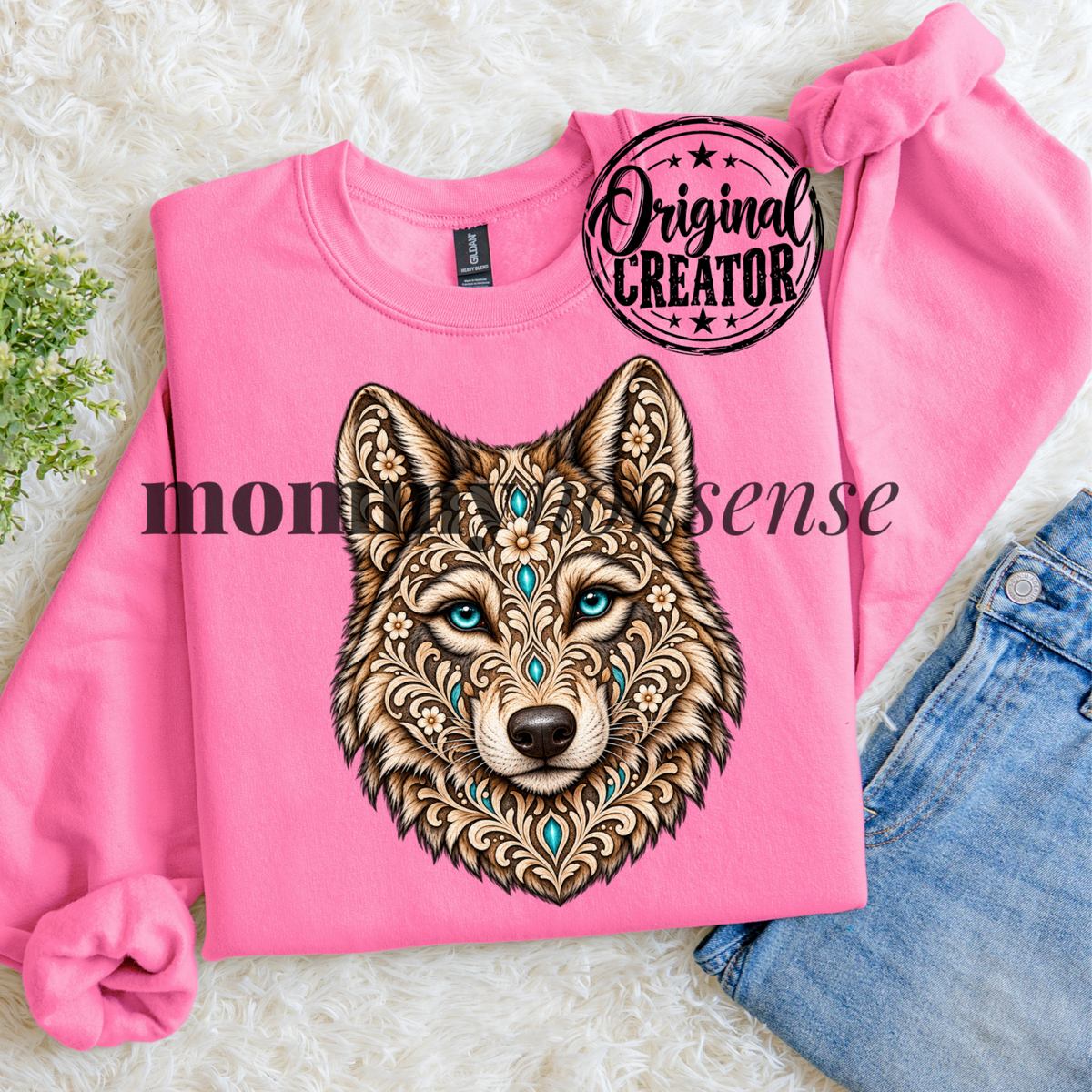 Beautiful Boho Detailed Wolf