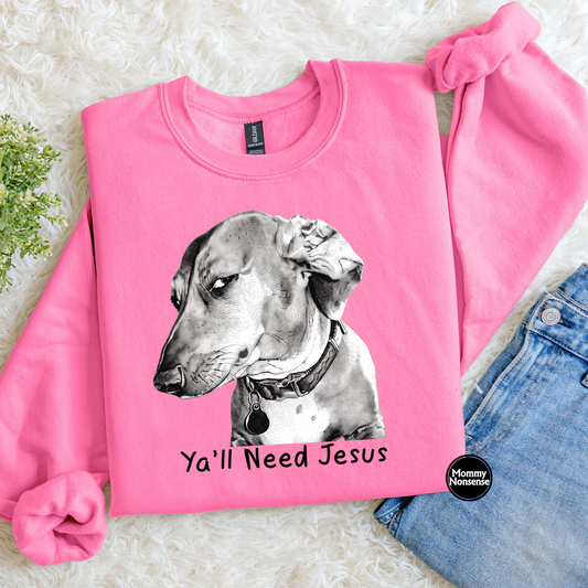 y'all Need Jesus Dachshund- DTF TRANSFER (L939) DTF Transfer
